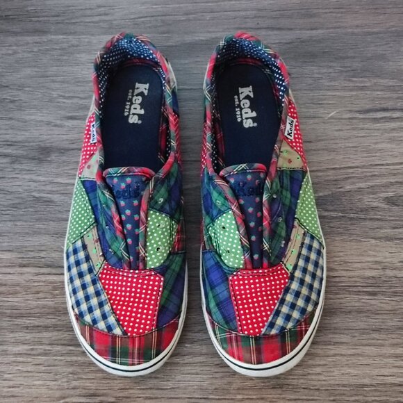 Keds Patchwork Slip On Canvas Shoes Sz 6.5 Multi-colour Casual No Lace Needed - Picture 4 of 13